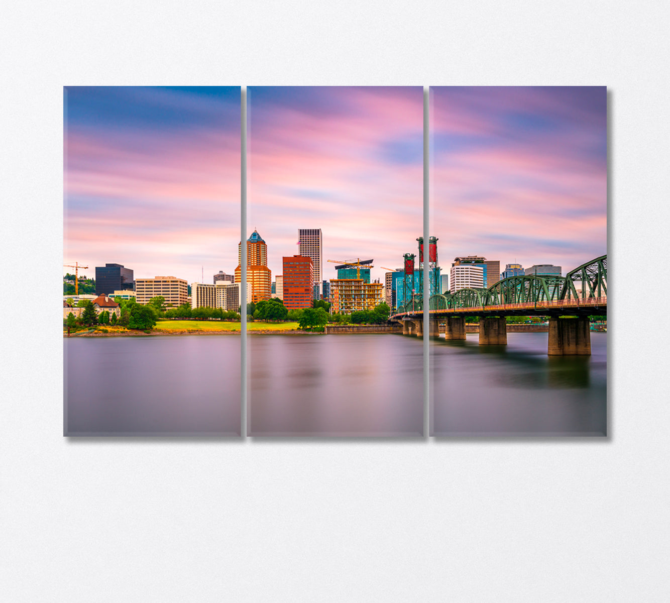 Portland Oregon on the Willamette River Canvas Print-Canvas Print-CetArt-3 Panels-36x24 inches-CetArt