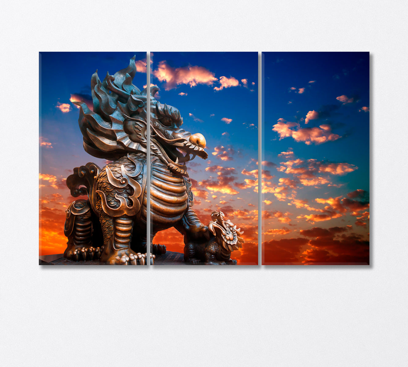 Traditional Chinese Dragon Statue Canvas Print-Canvas Print-CetArt-3 Panels-36x24 inches-CetArt