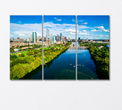 Austin City and Lake Colorado Canvas Print-Canvas Print-CetArt-3 Panels-36x24 inches-CetArt