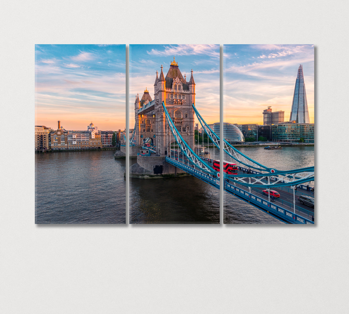 Tower Bridge in Sunset London UK Canvas Print-Canvas Print-CetArt-3 Panels-36x24 inches-CetArt