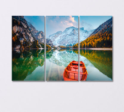 Lake Braies in Dolomites Italy Canvas Print-Canvas Print-CetArt-3 Panels-36x24 inches-CetArt