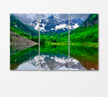 Maroon Bells Mountain Colorado State USA Canvas Print-Canvas Print-CetArt-3 Panels-36x24 inches-CetArt