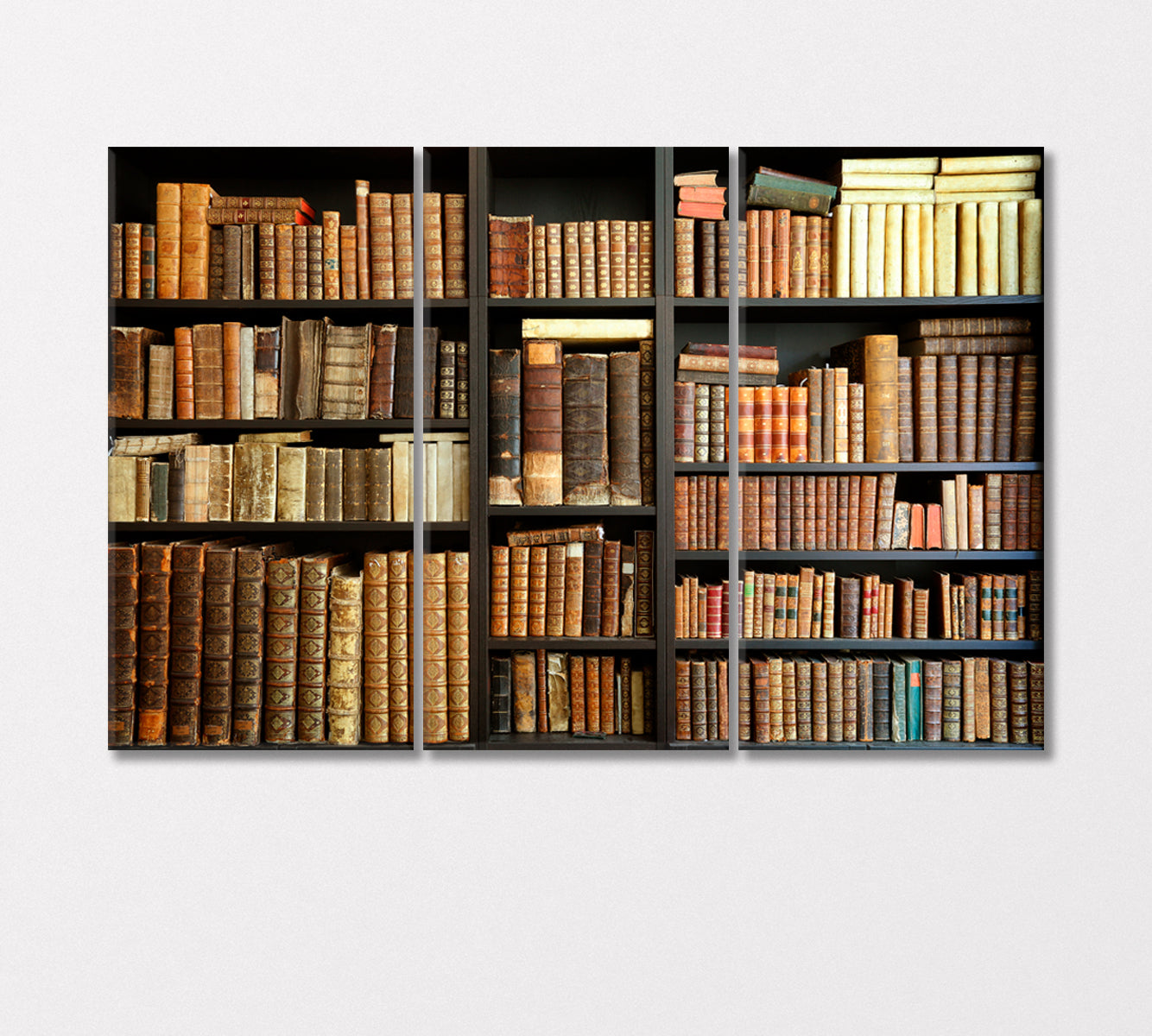 Old Books on Wooden Shelves Canvas Print-Canvas Print-CetArt-3 Panels-36x24 inches-CetArt