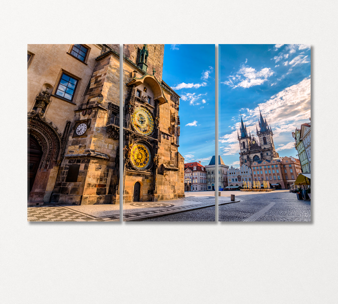 Astronomical Clock Tower in Prague Canvas Print-Canvas Print-CetArt-3 Panels-36x24 inches-CetArt