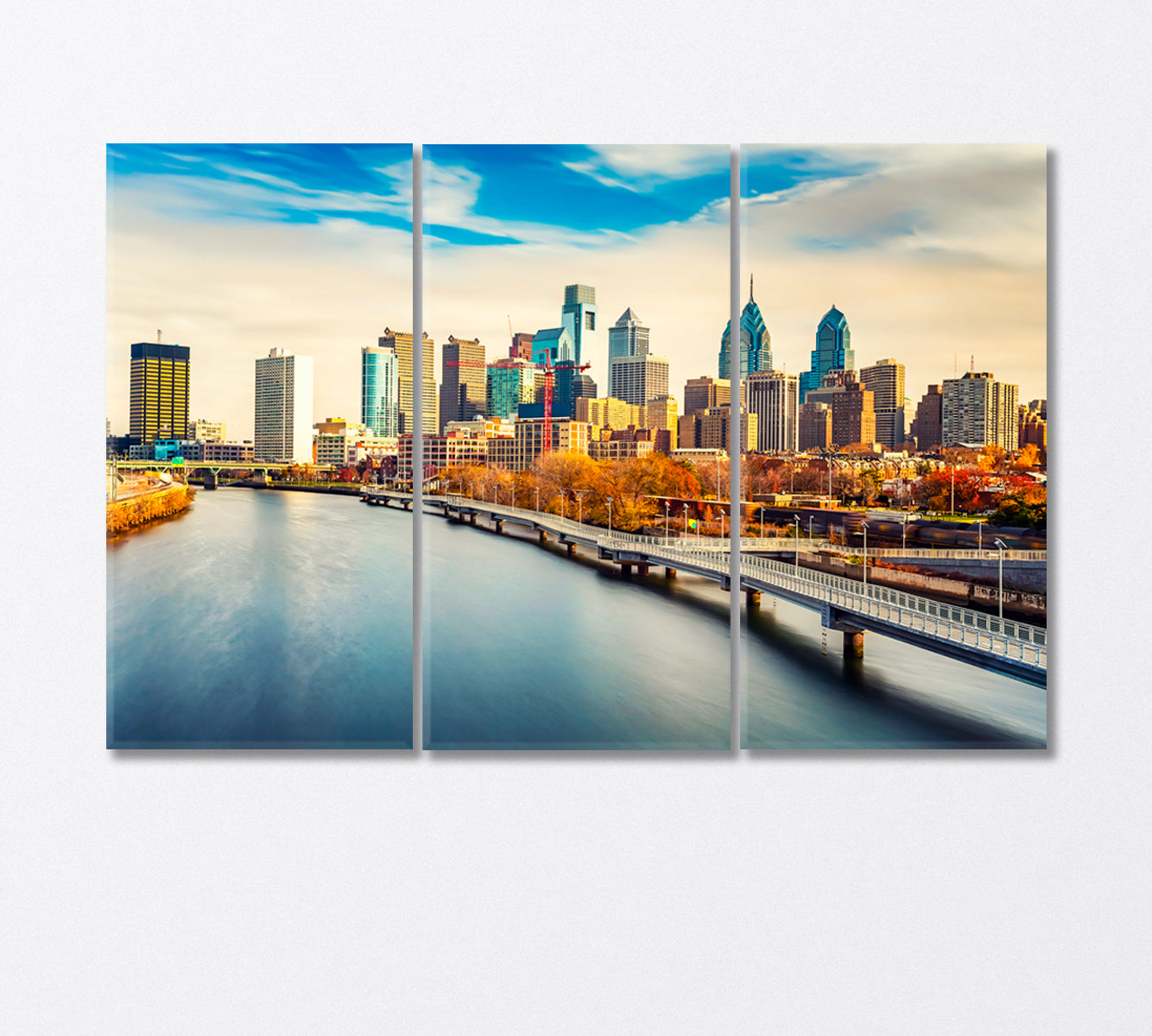 Philadelphia and River Schuylkill Pennsylvania USA Canvas Print-Canvas Print-CetArt-3 Panels-36x24 inches-CetArt