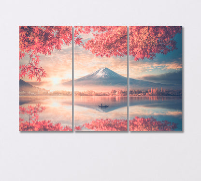 Mount Fuji at Colorful Autumn Japan Canvas Print-Canvas Print-CetArt-3 Panels-36x24 inches-CetArt