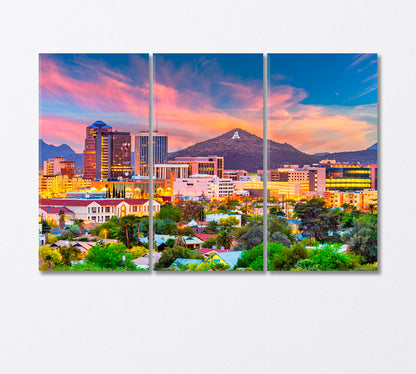 Tucson City USA Canvas Print-Canvas Print-CetArt-3 Panels-36x24 inches-CetArt