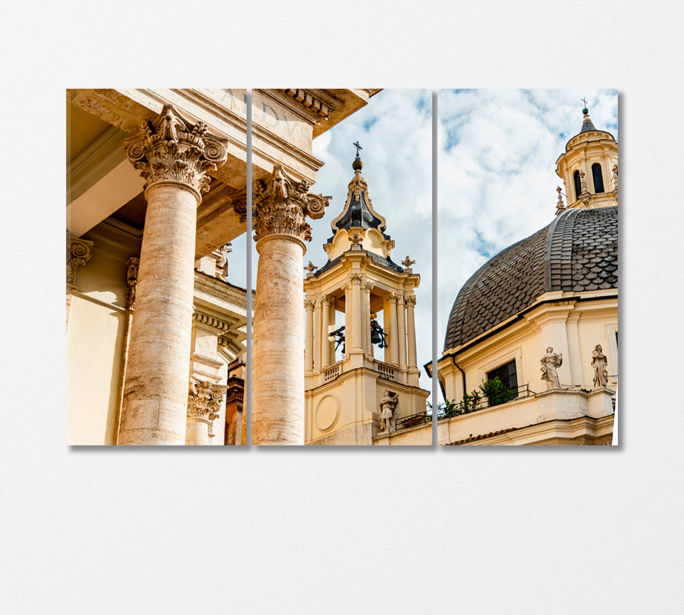 Piazza Del Popolo Rome Canvas Print-Canvas Print-CetArt-3 Panels-36x24 inches-CetArt