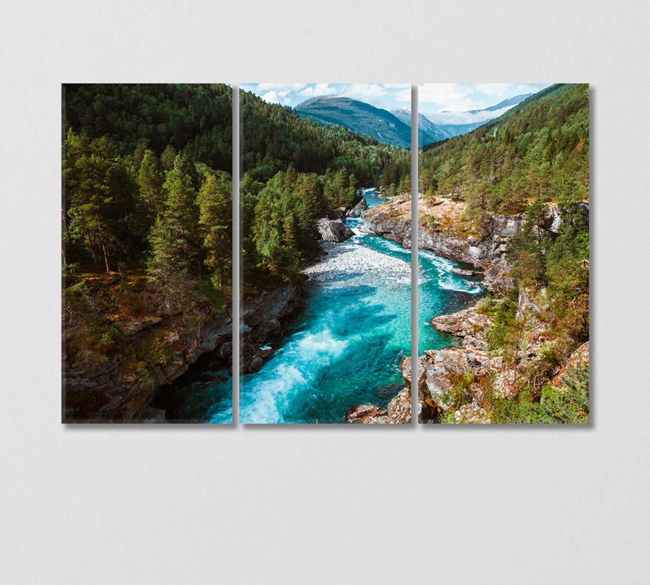 Amazing Turquoise River in Norway Canvas Print-Canvas Print-CetArt-3 Panels-36x24 inches-CetArt