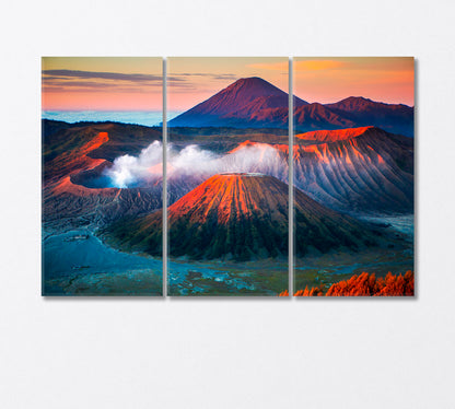 Active Volcano Bromo in Indonesia Canvas Print-Canvas Print-CetArt-3 Panels-36x24 inches-CetArt