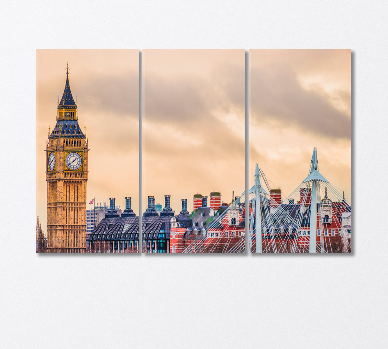 Elizabeth Clock Big Ben London Canvas Print-Canvas Print-CetArt-3 Panels-36x24 inches-CetArt