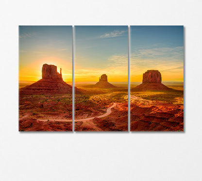 Sunrise at Monument Valley Arizona USA Canvas Print-Canvas Print-CetArt-3 Panels-36x24 inches-CetArt