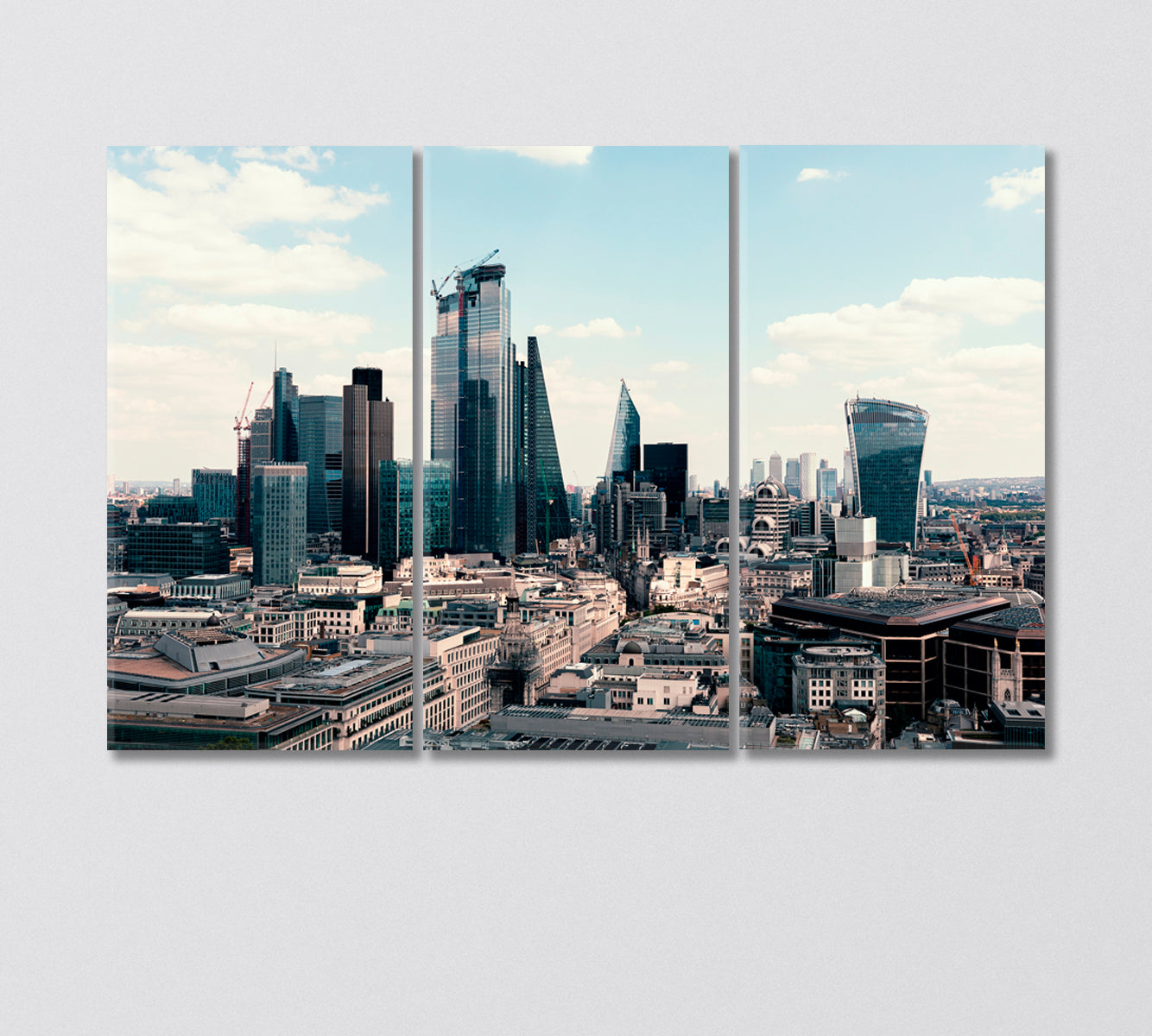 Skyscrapers of London Financial District UK Canvas Print-Canvas Print-CetArt-3 Panels-36x24 inches-CetArt