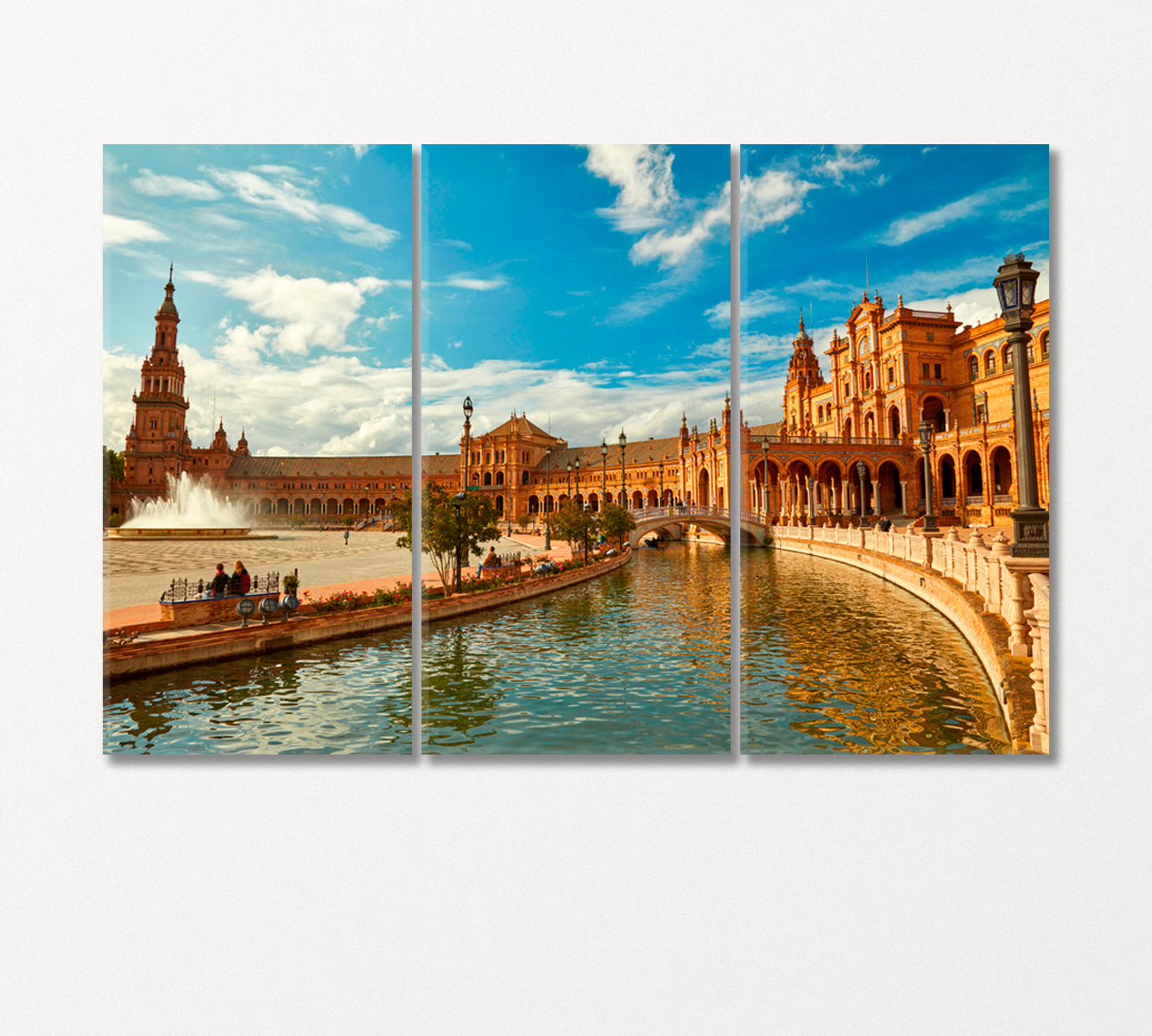 Spain Square in Seville Canvas Print-Canvas Print-CetArt-3 Panels-36x24 inches-CetArt