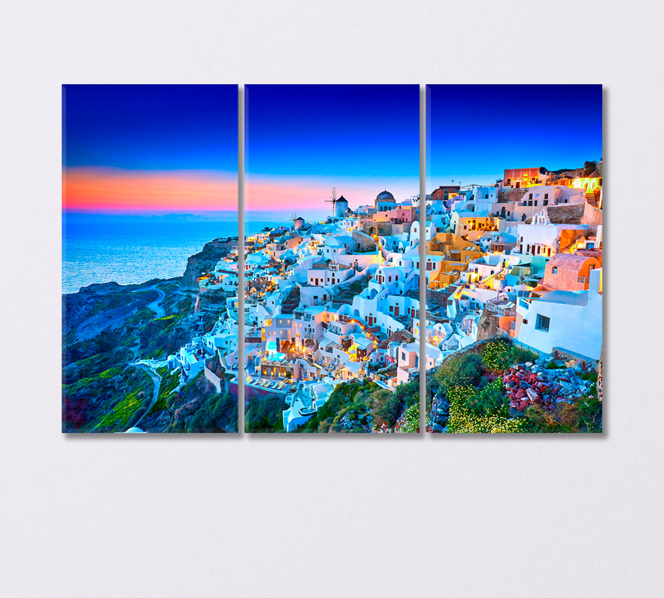 Fira Town on Santorini Island Greece Canvas Print-Canvas Print-CetArt-3 Panels-36x24 inches-CetArt