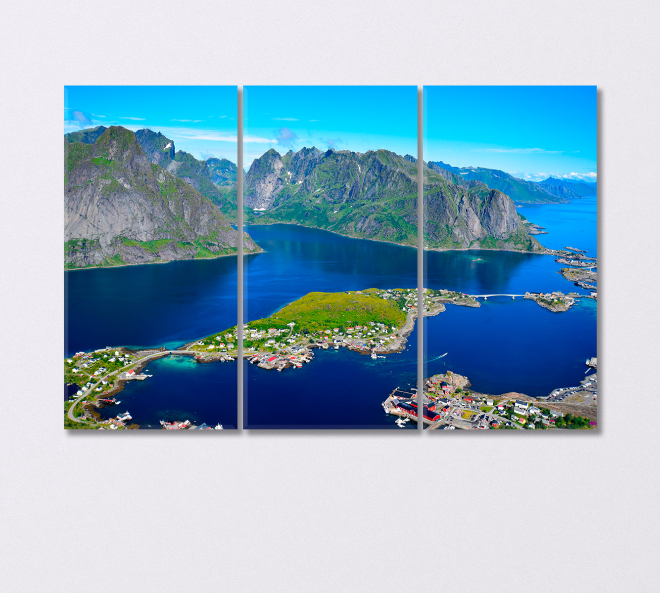 View of the Stunning Mountains Lofoten Islands Norway Canvas Print-Canvas Print-CetArt-3 Panels-36x24 inches-CetArt