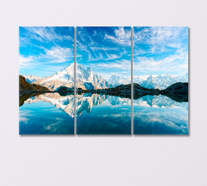 Reflection of the Sky in Lake Lac Blanc French Alps Canvas Print-Canvas Print-CetArt-3 Panels-36x24 inches-CetArt