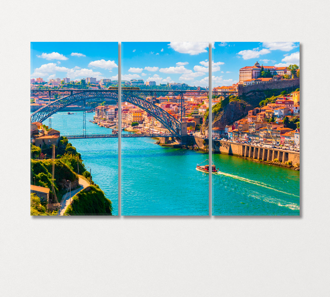 Porto Town on Douro River Portugal Canvas Print-Canvas Print-CetArt-3 Panels-36x24 inches-CetArt