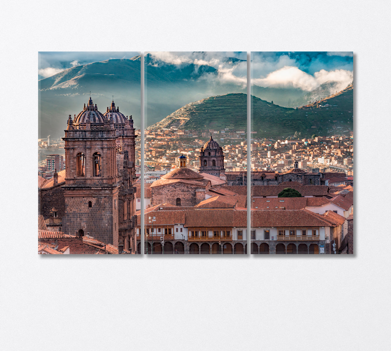 Sunrise on Mount Eden at Plaza De Armas Cusco Peru Canvas Print-Canvas Print-CetArt-3 Panels-36x24 inches-CetArt