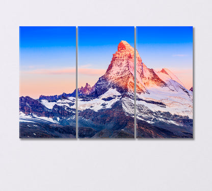 Mountain Matterhorn the Border Between Italy and Switzerland Canvas Print-Canvas Print-CetArt-3 Panels-36x24 inches-CetArt