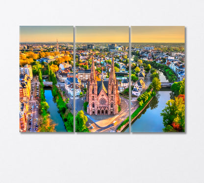 Saint Paul Church in Strasbourg Alsace France Canvas Print-Canvas Print-CetArt-3 Panels-36x24 inches-CetArt