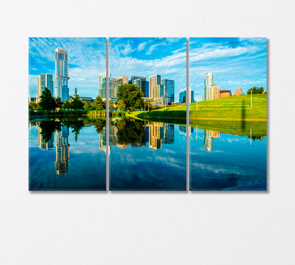 Austin Reflection in Mirror Clear Pond Canvas Print-Canvas Print-CetArt-3 Panels-36x24 inches-CetArt