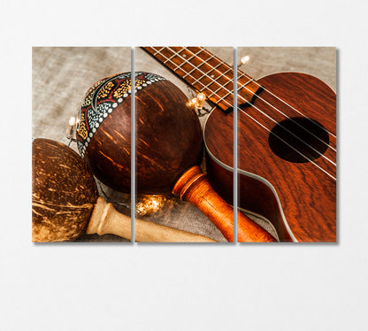 Ukulele and Maracas Canvas Print-Canvas Print-CetArt-3 Panels-36x24 inches-CetArt