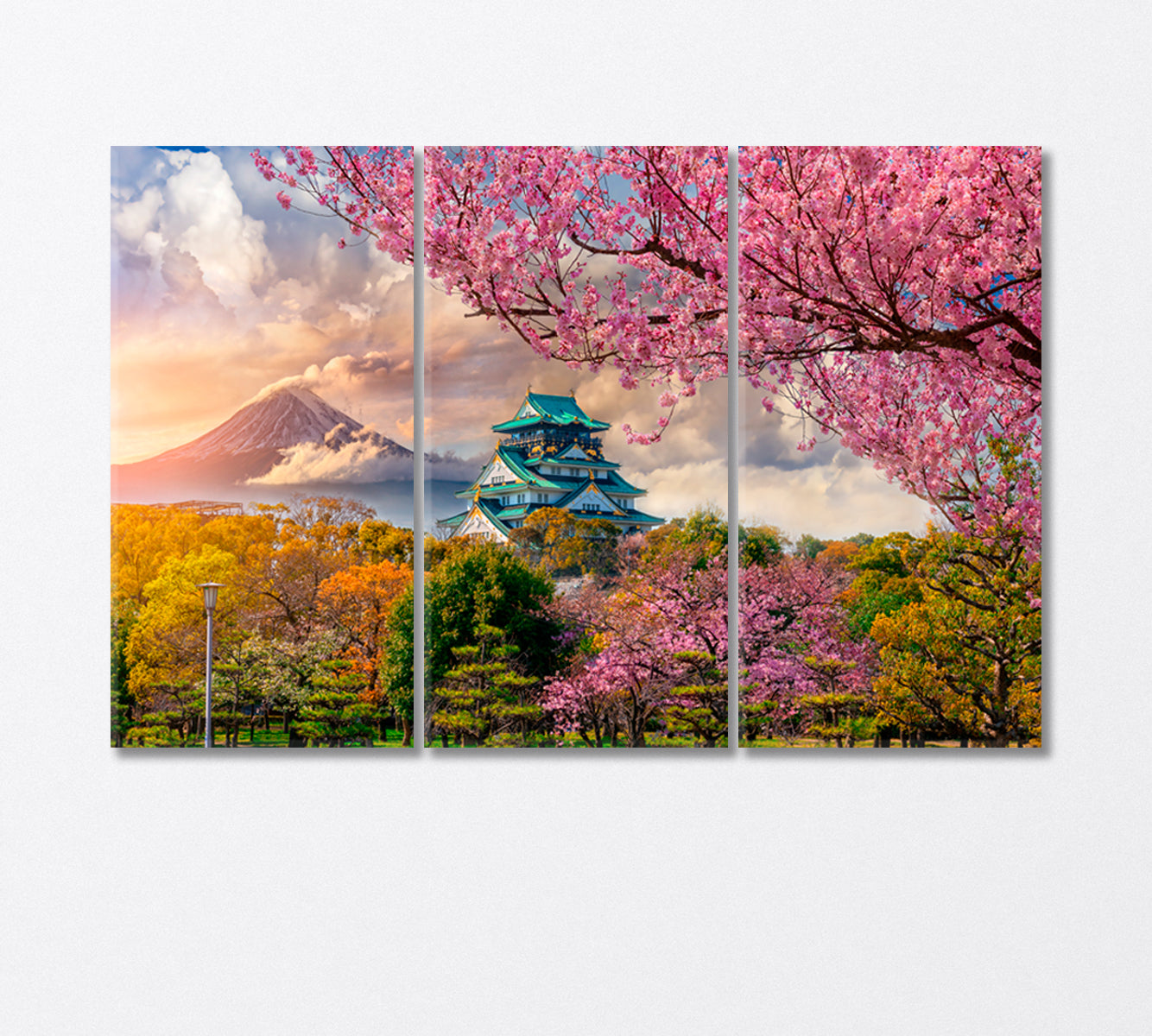 Osaka Castle near Mount Fuji Japan Canvas Print-Canvas Print-CetArt-3 Panels-36x24 inches-CetArt