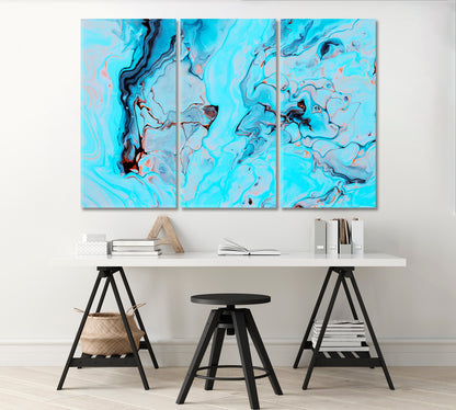 Modern Blue Acrylic Liquid Swirl Abstract Pattern Canvas Print-Canvas Print-CetArt-1 Panel-24x16 inches-CetArt