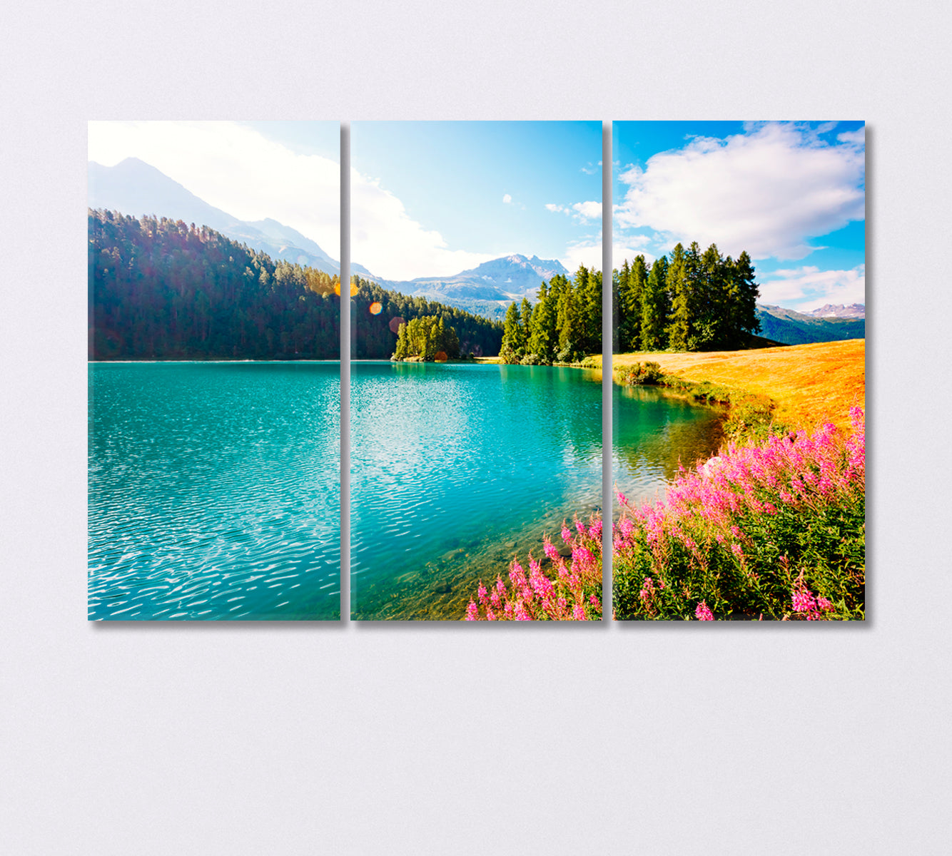 Azure Pond Champfer Switzerland Canvas Print-Canvas Print-CetArt-3 Panels-36x24 inches-CetArt