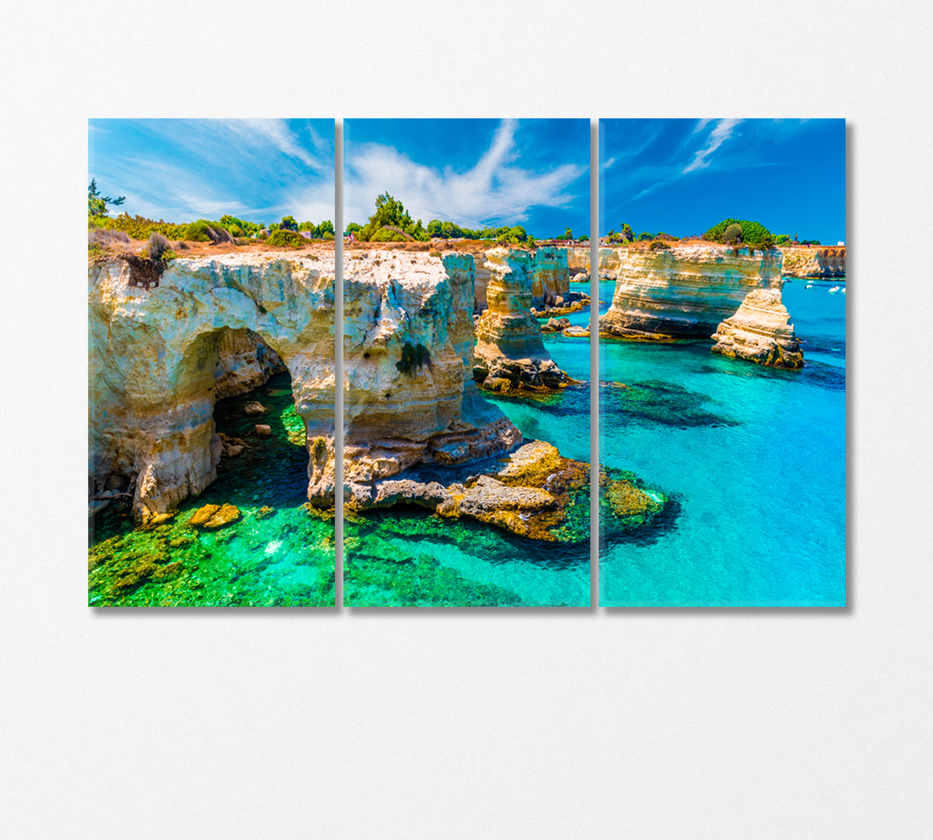 Rocky Coast Salento Italy Canvas Print-Canvas Print-CetArt-3 Panels-36x24 inches-CetArt