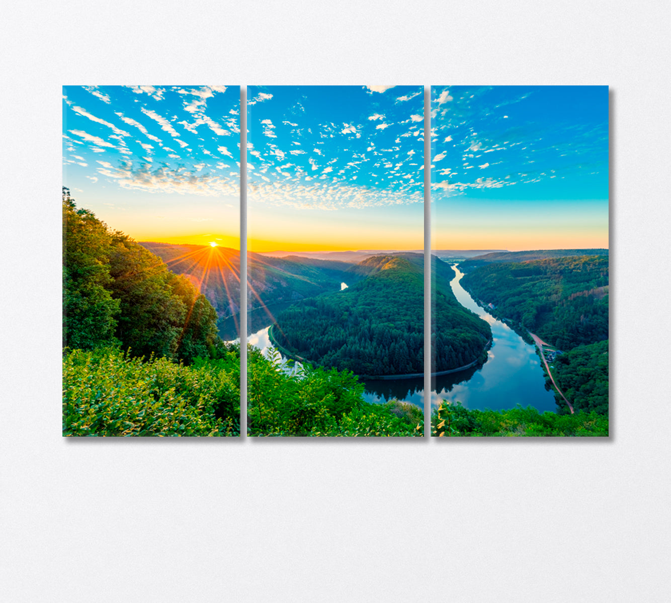 River Saar Loop in Mettlach Germany Canvas Print-Canvas Print-CetArt-3 Panels-36x24 inches-CetArt