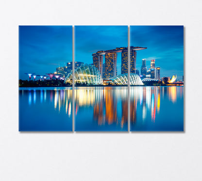 Singapore City Skyline at Dusk Canvas Print-Canvas Print-CetArt-3 Panels-36x24 inches-CetArt