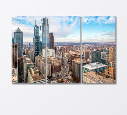 View of the Skyscrapers of Philadelphia USA Canvas Print-Canvas Print-CetArt-3 Panels-36x24 inches-CetArt