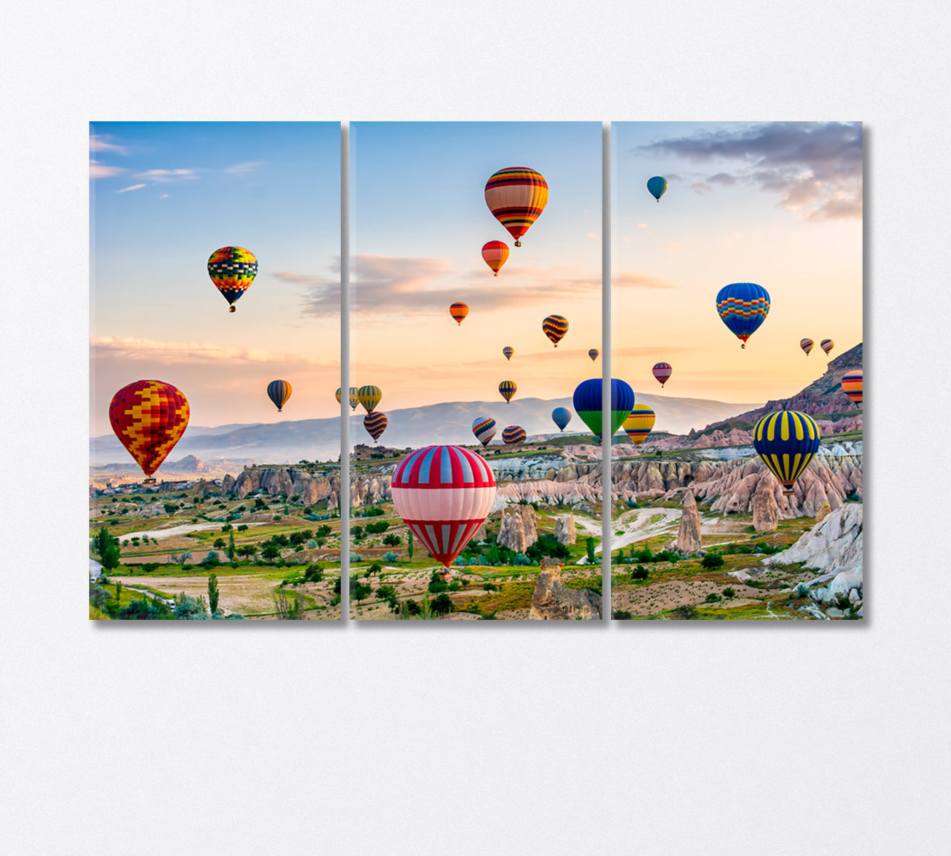 Colorful Balloon Festival in Cappadocia Turkey Canvas Print-Canvas Print-CetArt-3 Panels-36x24 inches-CetArt