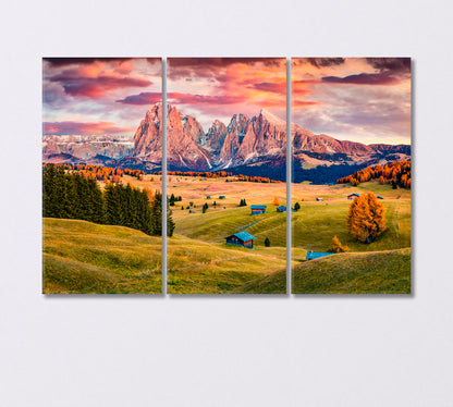 Dolomite Alps in Autumn Canvas Print-Canvas Print-CetArt-3 Panels-36x24 inches-CetArt