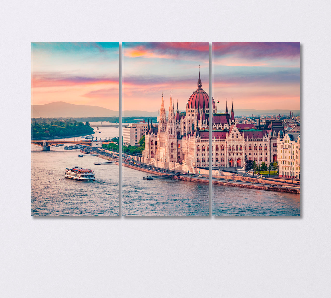 Hungarian Parliament Building in Budapest Canvas Print-Canvas Print-CetArt-3 Panels-36x24 inches-CetArt