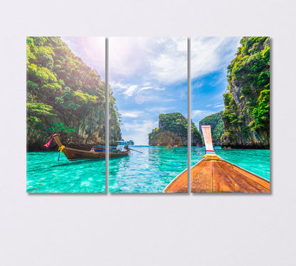 View of Loh Samah Bay Phi Phi Island Thailand Canvas Print-Canvas Print-CetArt-3 Panels-36x24 inches-CetArt