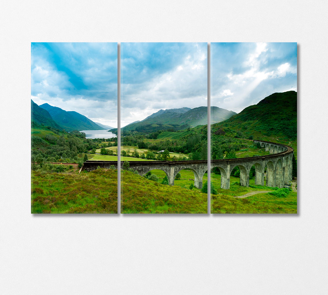 Glenfinnan Viaduct Arched Railway Bridge on Scotland Canvas Print-Canvas Print-CetArt-3 Panels-36x24 inches-CetArt