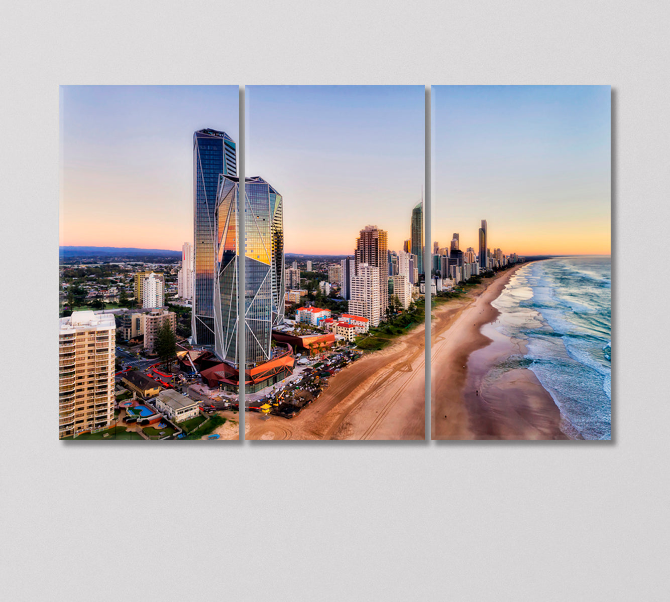 Modern Urban High Rise Towers on Australian Gold Coast Canvas Print-Canvas Print-CetArt-3 Panels-36x24 inches-CetArt