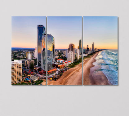 Modern Urban High Rise Towers on Australian Gold Coast Canvas Print-Canvas Print-CetArt-3 Panels-36x24 inches-CetArt