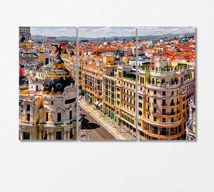 Madrid Cityscape Spain Canvas Print-Canvas Print-CetArt-3 Panels-36x24 inches-CetArt