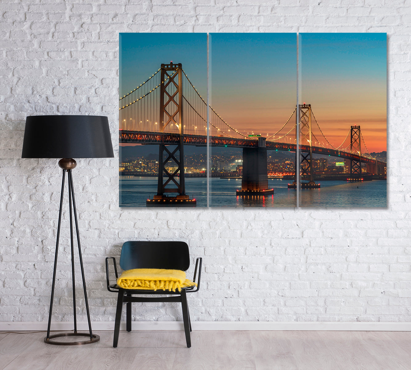 Bay Bridge Sunset San Francisco Canvas Print-Canvas Print-CetArt-1 Panel-24x16 inches-CetArt