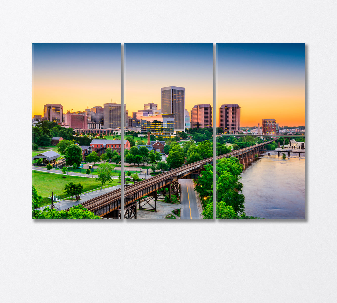 Skyscrapers of Richmond Virginia USA Canvas Print-Canvas Print-CetArt-3 Panels-36x24 inches-CetArt