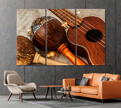 Ukulele and Maracas Canvas Print-Canvas Print-CetArt-1 Panel-24x16 inches-CetArt