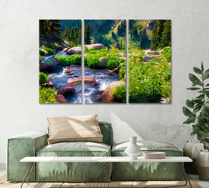 Nature Landscape with Boulder Creek River Canvas Print-Canvas Print-CetArt-1 Panel-24x16 inches-CetArt