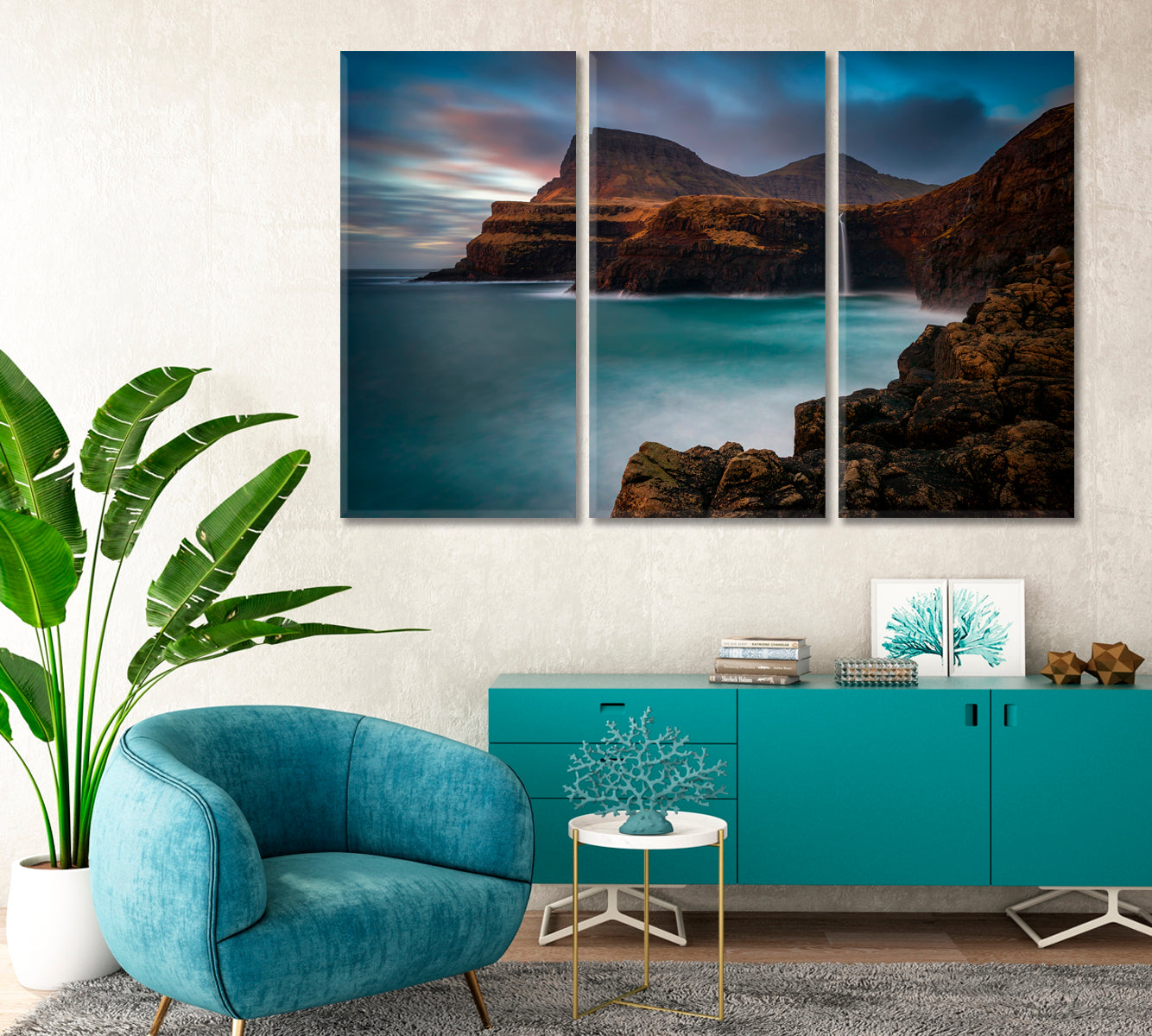 Mulafossur Waterfall on Vagar Island Faroe Islands Canvas Print-Canvas Print-CetArt-1 Panel-24x16 inches-CetArt