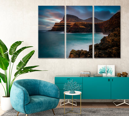 Mulafossur Waterfall on Vagar Island Faroe Islands Canvas Print-Canvas Print-CetArt-1 Panel-24x16 inches-CetArt