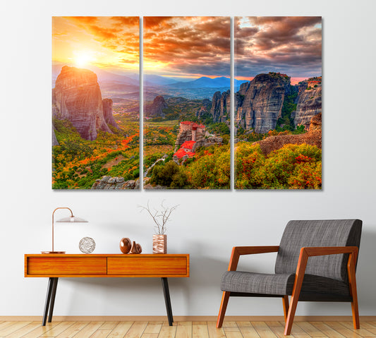 Monasteries of Meteora Greece Canvas Print-Canvas Print-CetArt-1 Panel-24x16 inches-CetArt