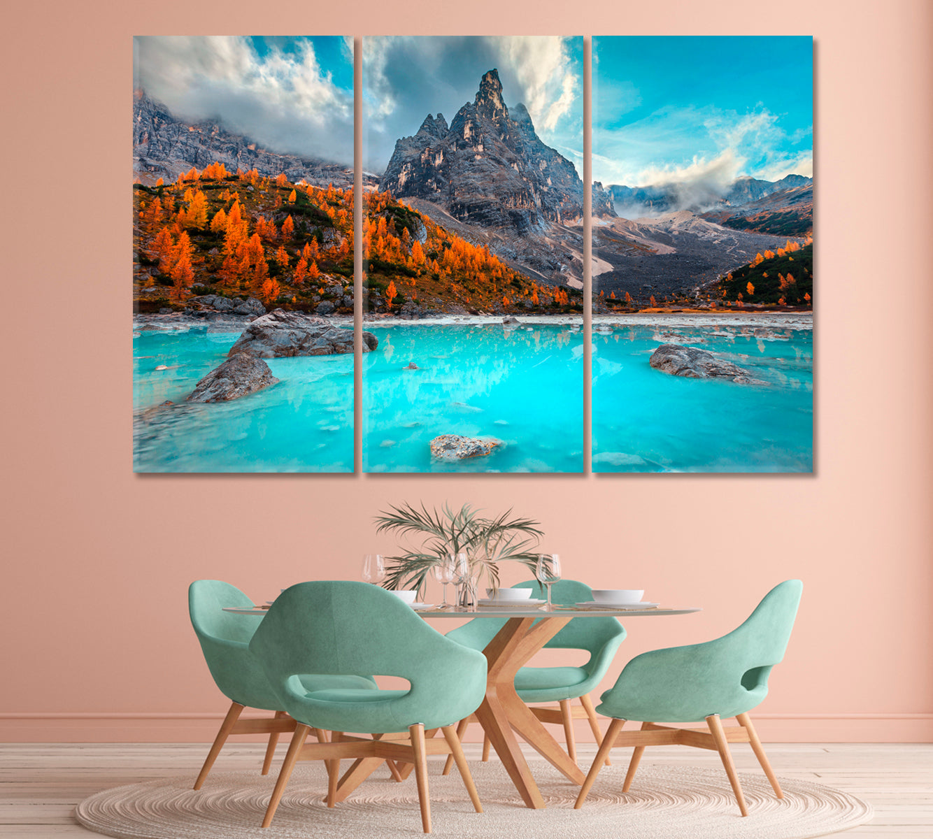 Alpine Landscape with Turquoise Lake Sorapis Dolomites Italy Canvas Print-Canvas Print-CetArt-1 Panel-24x16 inches-CetArt